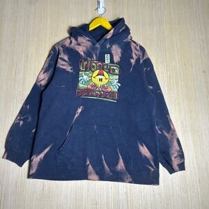 Vintage World Industries Pullover Hoodie Boys Large Black Acid Wash Skateboard